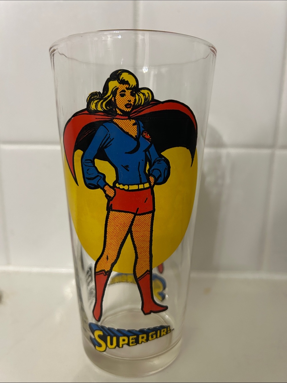 Vintage 1976 Pepsi Super Series SUPERGIRL Drinking Glass - DC Comics